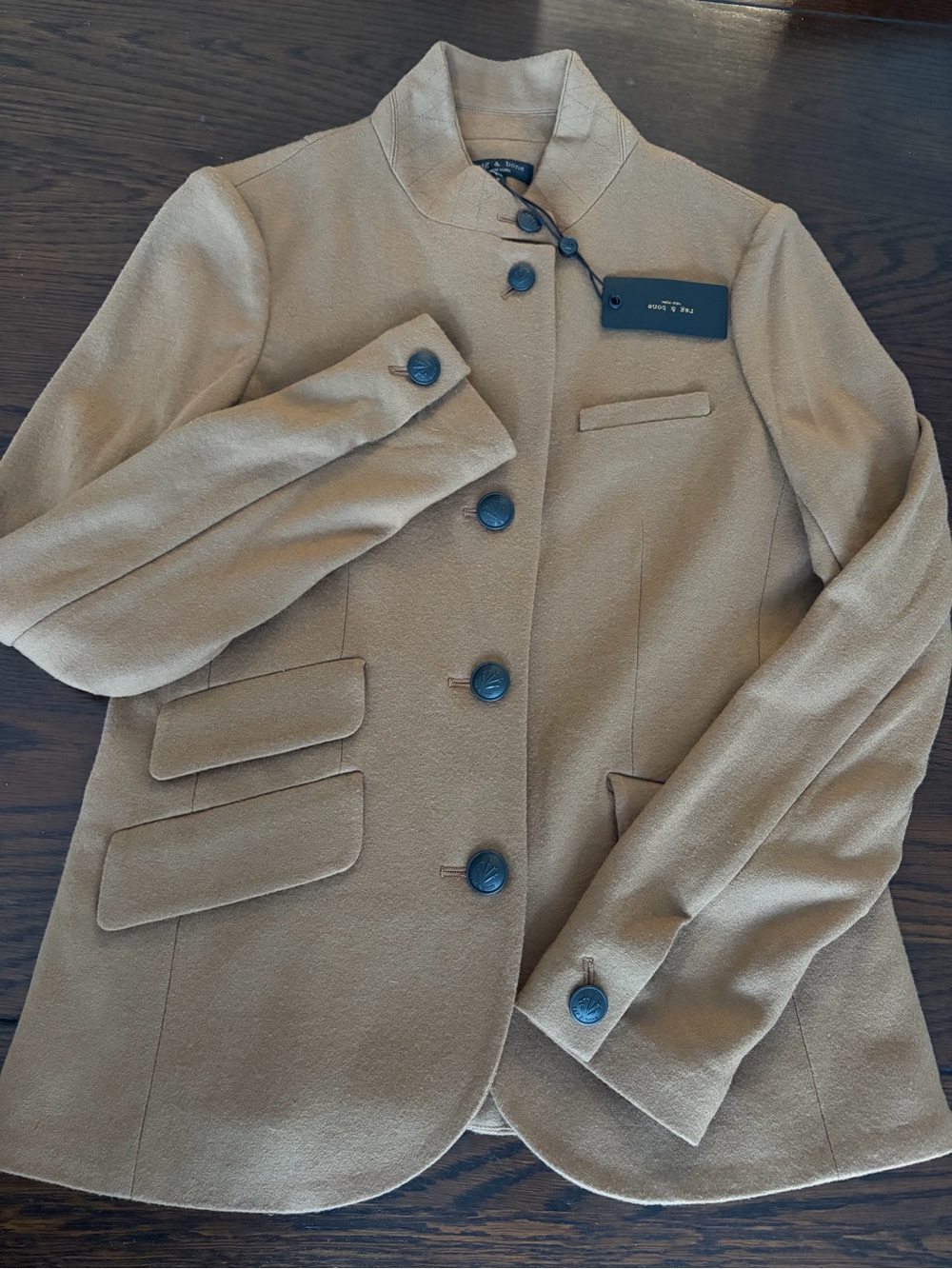 Rag & Bone Slade Japanese Wool Military Blazer Camel Size 8 - Picture 2 of 10